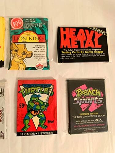 Lote de oito cartões de negociação dos anos 80 e 90 vintage - heavy metal, nintendo, tartarugas