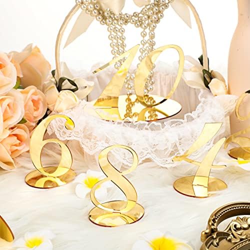 30 PCS Números de tabela Números de mesa de casamento de ouro para recepção Banquetes de acrílico Números de mesa com suporte elegante