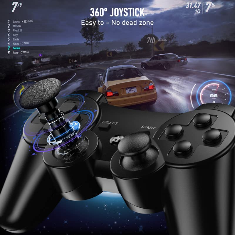 Diswoe Wireless Controller Compatível com PS-3, 2 pacote de alto desempenho controlador de jogos com joystick atualizado para PS-3