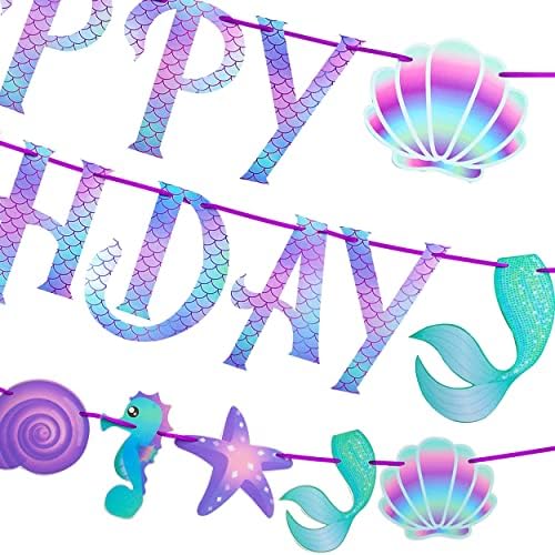 Banner de aniversário tema de sereia Little Mermaid Party Decoration for Girls Under the Sea Party Decoration Baby Shower Supplies