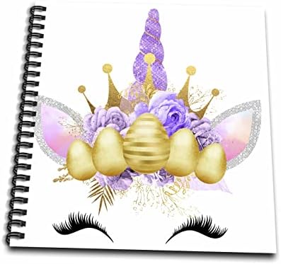 3drose glam roxa e imagem de ilustração de face de unicórnio de Páscoa de Ouro - Livros de desenho
