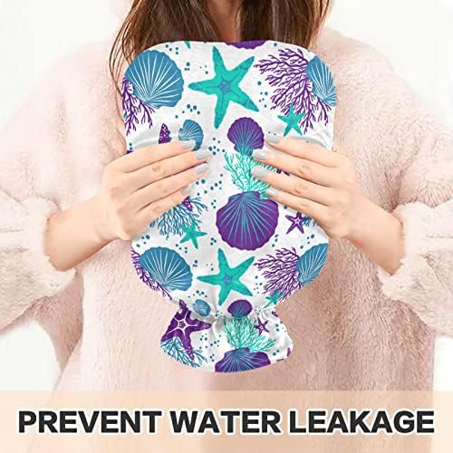 Garrafas de água quente com capa colorida saco de água quente para alívio da dor, mãos aquecendo, bolsa de água de garrafa quente de 2 litros