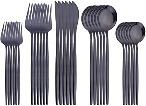 Tableware 30 peças 304 Calhas de talheres minimalistas de aço inoxidável Conjunto de talheres de cozinha em casa, Mirror Polished, Faca/Fork/Spoon Serviço de jantar