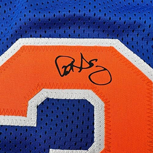 Fac -símile autografou Patrick Ewing New York Blue reimpressão a laser Auto Basketball Jersey Size Men's XL