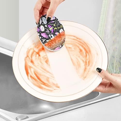 Coikll Witch Magic Kitchen esponjas odor de limpeza esponja sem arranhão para limpeza de pratos de limpeza - 3 pcs