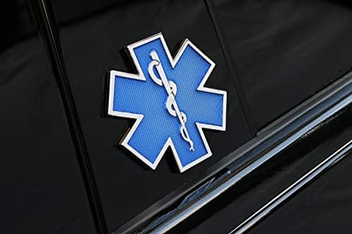 Star of Life 2,5 x2.5 adesivo de metal para carro, azul medical decal