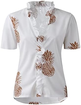 Camisetas gráficas femininas nokmopo Moda de temperamento Botão Vemente Blusa de Lanterna Vente Casual Casual Casual Summer Tops de verão