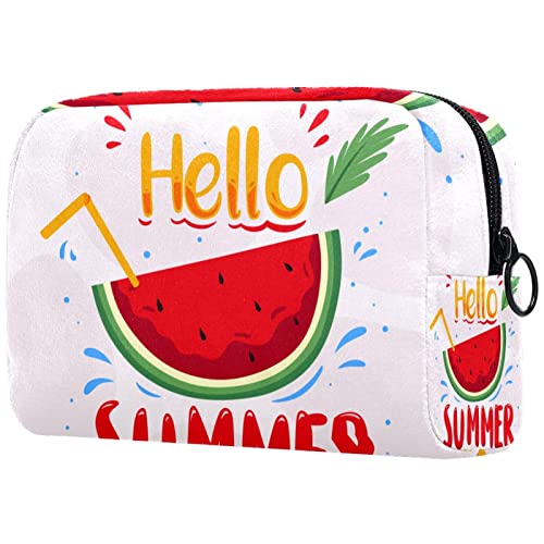 Bolsa de higiene pessoal Bolsa de lava -lava de maquiagem cosmética com zíper Hello Summer Watermelon for Travel Acessórios Essentials
