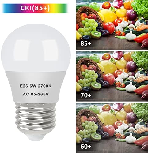 Lâmpadas de geladeira LED Cloudmi E26 lâmpadas 6W, 60W Equivalente Branco quente 2700k A15 Bulbos à prova d'água, luzes de ventilador de teto de base média, Flicker livre, não adquirível, 600lm, 6 pacote