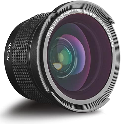 Opteka 58mm 0,35x Fisheye Lens de ampla angular compatível com câmeras Canon DSLR, incluindo acessórios para close -up