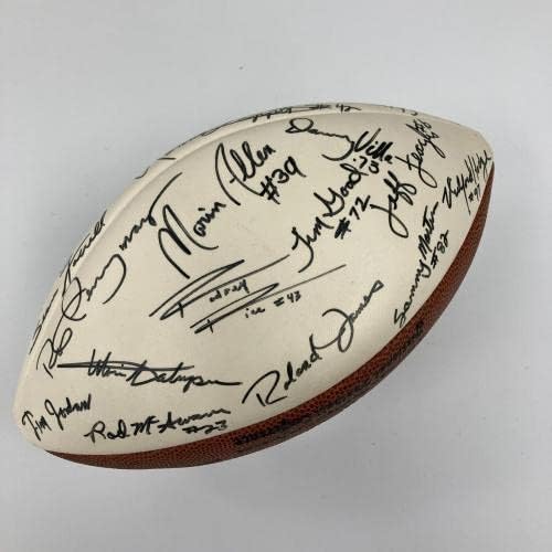 1989 O time do New England Patriots assinou o Wilson NFL Football - futebolista autografado