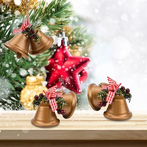 URROMA 6 PCS Gold Christmas Sells Ornamentos, 2022 Tree de Natal Decorações penduradas Sinos de metal para festas de festas