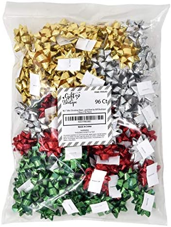 Boutique de presentes 96 1 Mini Arcos de Natal Auto Adesivo para embrulhar presentes de férias presentes em ouro verde vermelho e prata