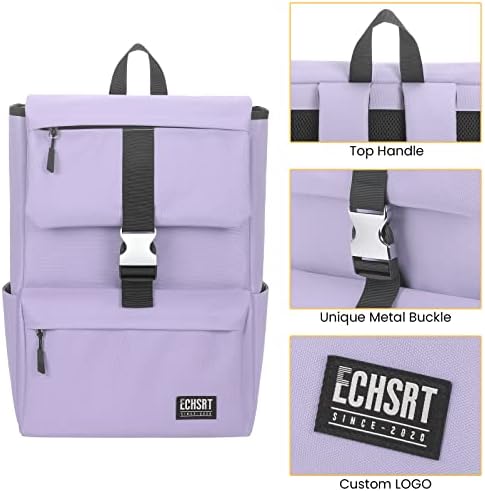ECHSRT Backpack Purple Backpack Resistente à água Casual Daypack Saco se encaixa na mochila de computador e computadores de 15,6 polegadas, bookbag para homens