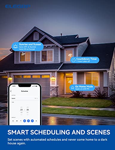 ELEGRP POLE SMART SMART DIMMER SWITCH DPR10, 2,4 GHz Wi-Fi Dimmer Switch Compatível com Alexa e Google Assistant, precisa