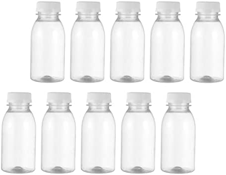 Garrafas de água de água de vidro de melhor garrafas de água de vidro 2pcs garrafas de leite plástico recipientes de leite descartáveis ​​mini garrafas de leite transparentes com tampas, garrafa de água de água de vidro de 10pcs