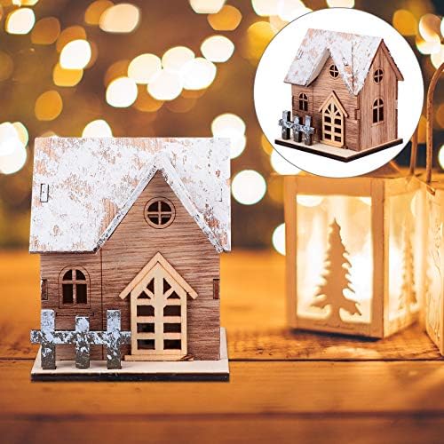 Nuobesty Christmas Wood Village Led Luminous House Ville