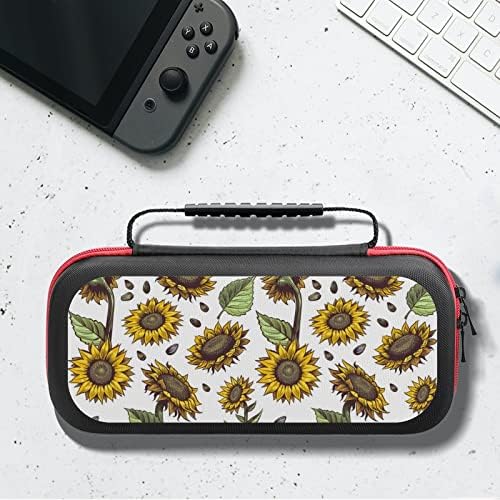 Caixa de transmissão de padrões de girassóis Tampa de proteção de casca dura bolsa de viagem compatível com Nintendo Switch