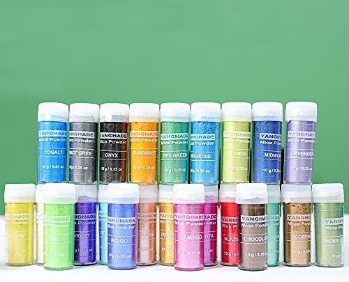 Mica Powder - 24 cores Pigmento de resina perolada para resina epóxi, fabricação de sabão, brilho labial, corantes de fabricação de vela, bombas de banho, unhas e artesanato, pigmento colorido de resina de grau cosmético