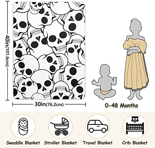 Cobertor de esqueleto humano cobertor de algodão para bebês, recebendo cobertor, cobertor leve e macio para berço, carrinho,