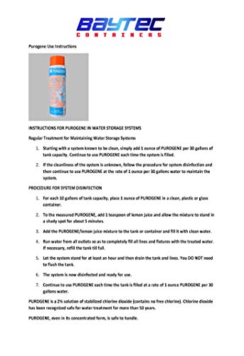 32 onças de purogene® Tratamento de água potável e desinfetante do sistema de água para água, higieniza os sistemas de armazenamento