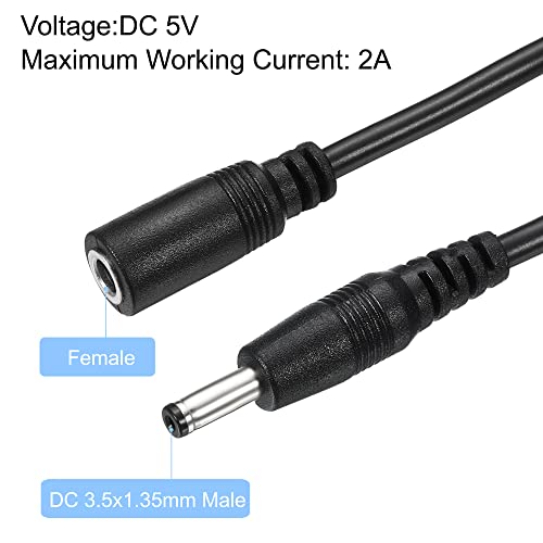 Meccanixity CANTE DE EXTENSÃO DE ADAPTADOR DE ENERGIA DC, DC 3.5x1.35mm Male para fêmea Cordão de tom de plugue 20cm com interruptor liga/desliga para a câmera IP da faixa de LED CCTV Black