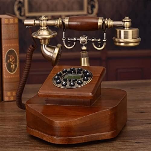 SDFGH Antique European Retro Follline Telefone Com Id ID Relógio Função de tempo