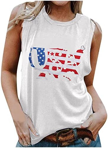 Camisas patrióticas para mulheres 4 de julho sem mangas tampas de tampas senhoras American Flag Print Tir shirt USA Graphic Tee Blouse