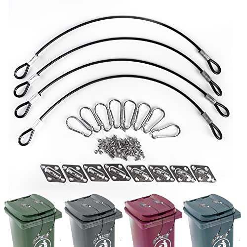 Lixo lata de lata de tampa, lixo pode travar para prevenção de lixo, corda de arame de nylon durável e trava de lixo de aço