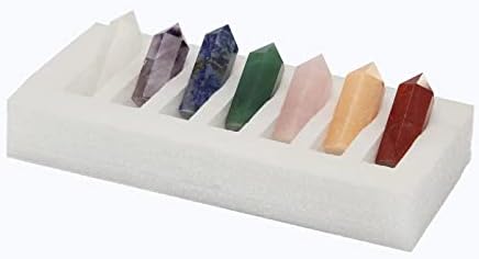 7 PCS Chakra Healing Wands Criands Conjunto de 0,7 * 2,4 em Varinhas de pedras de pedras preciosas com pedras preciosas com caixa de presente com caixa de presente Varinhas