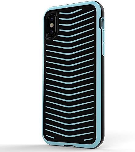 Caso do iPhone X, Tech Walker Silicone TPU + Hard PC Dual Camadas em uma única peça Design de tubarão Padrão linear Caso de proteção