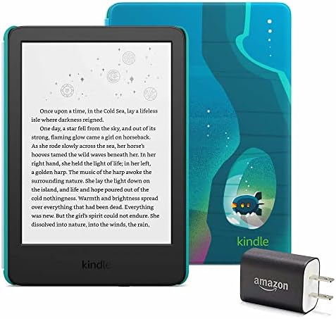 Pacote Essentials do Kindle Kids, incluindo Kindle Kids, Kids Cover - Ocean Explorer, Adaptador de Power e Protetor de tela