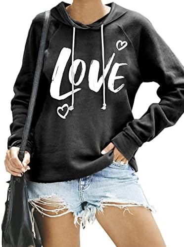 Syellowafter Women Casual Pullover Love Letter Impresso Sweatshirt Blouse Tops