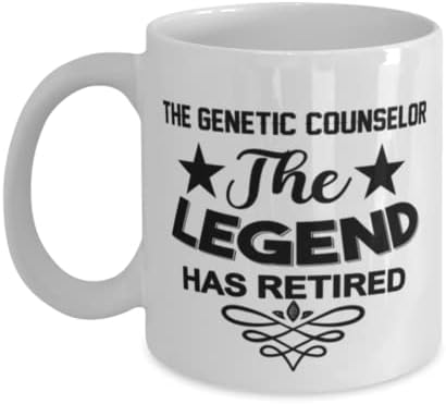 Conselheiro genético Caneca, a lenda se aposentou, idéias de presentes únicas para o conselheiro genético, copo de chá de caneca de