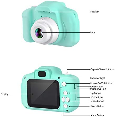 Câmera digital de Dartwood 1080p para crianças com tela colorida de 2,0 ”e slot de cartão micro -sd para crianças - cartão SD de