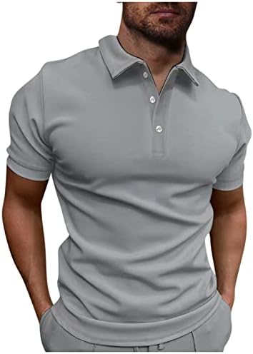 Camisas de pólo masculinas, tampo de manga curta elástica de verão masculina masculina