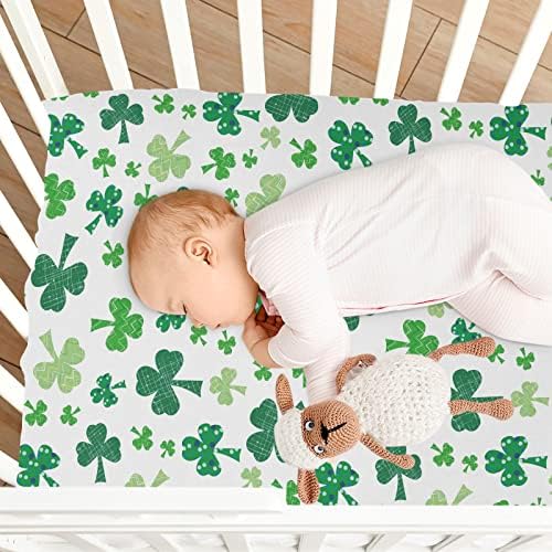 Folha de berço do dia de Shamrock Green Clovers St Patrick para meninos garotas esticadas para bebês berço de berço ajustado lençóis