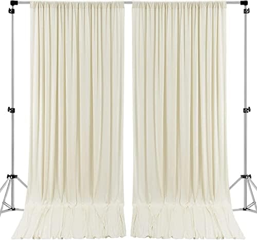 Ak Trading CO. 10 pés x 10 pés poliéster Draxas de cortinas painéis com bolsos de haste - Cerimônia de casamento Decorações de janelas da casa - marfim