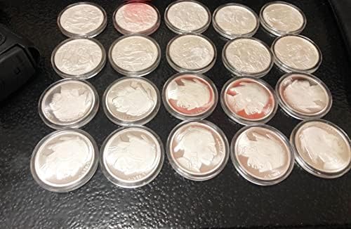 Cápsulas de moeda de 20 pcs de 39 mm, prata redondos de moeda de moedas contêiner de armazenamento de suporte de moeda com caixa de organizador de armazenamento para suprimentos de coleta de moedas