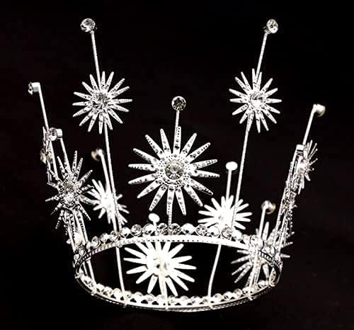 Tiara Crown Crown de decoração de bolo de girassol elegante para festas Coroa de Halloween Crown Silver