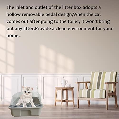 Caixa de areia de gato de muyg com lixo de gato com altos ninhadas de gatos anti-springs, banheiro de gatinho com colher