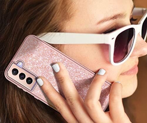 Coolwee rosa Caso de proteção completa para Galaxy S21 Plus 5G Híbrido pesado 3 em 1 Mulheres de choque robustas transparentes