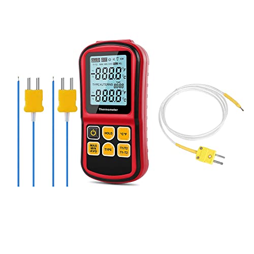 Termômetro digital Termômetro de canal duplo termômetro Termômetro com fio de termopar do tipo K para fibra de vidro