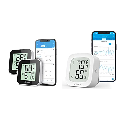 GOVEE BLUETOOTH HYGROMEME H5101 Pacote com Govee WiFi Digital Hygrometer Thermômetro H5103 para quarto doméstico interno