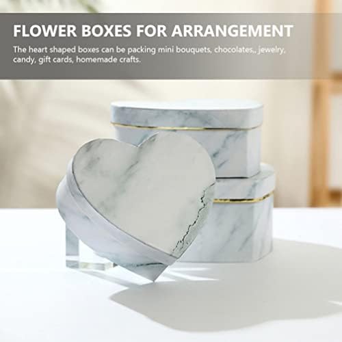 Zerodeko 3 PCs Caixas de flores em forma de coração Marmore Floral Gift Boxes Preseamento de presente com tampas para