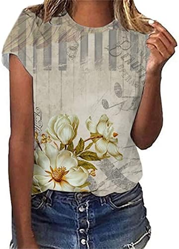 Camisas patrióticas para mulheres de manga curta Tops dos EUA bandeira impressa camiseta redonda camisetas gráficas gráficas de tee fit