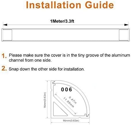 Iluminação Tampa clara de alumínio LED canal de forma V para canto de forma 3,3ft/1m 10 Pacote Extrusão preta para