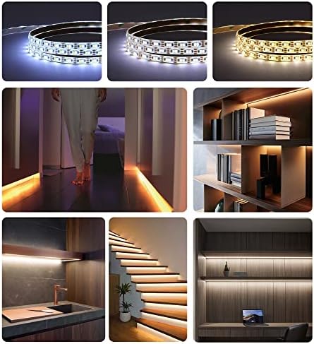 Luzes de tira LED lynndta de 3,3 pés de bateria, 3 cores sensor de movimento sob iluminação do gabinete, movimento de luz do armário