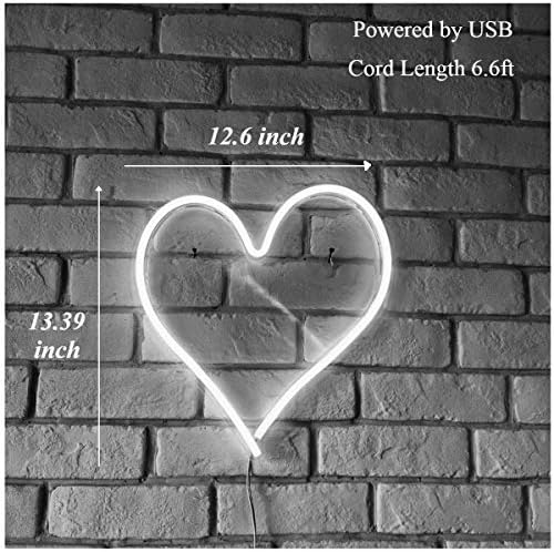 Britrio LED NEON Light Sign, 13,4 ”x12.6” formato de coração signo néon parede pendurada signo de parede arte para quarto quarto quarto de estar infantil festa de garoto, decoração de casa