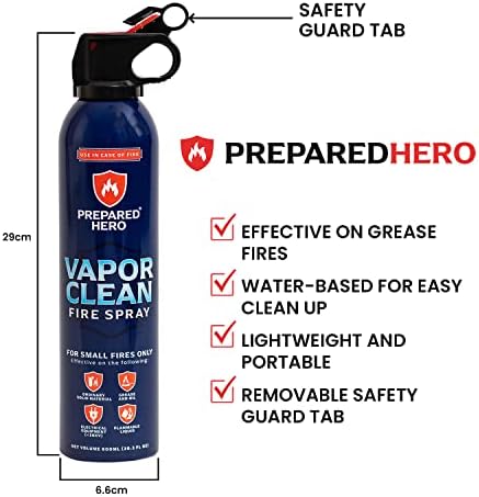 Vapor Clean Fire Spray por herói preparado - 8 pacote - Extintor portátil de incêndio para casa, carro, garagem, cozinha - trabalha